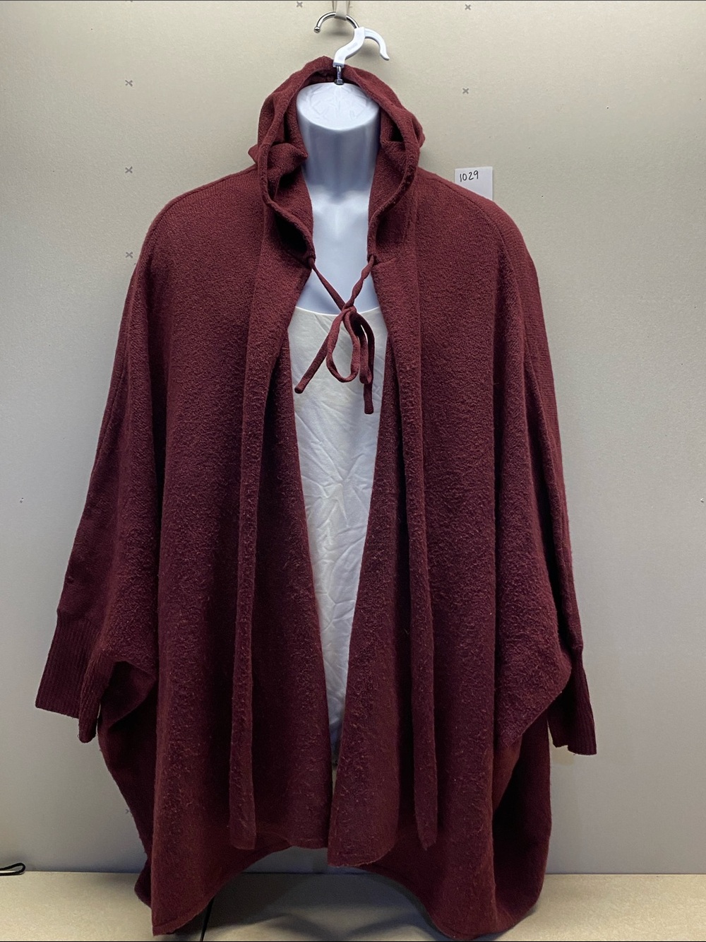 Lane Bryant Hooded Open-Front Poncho Jacket - Maroon